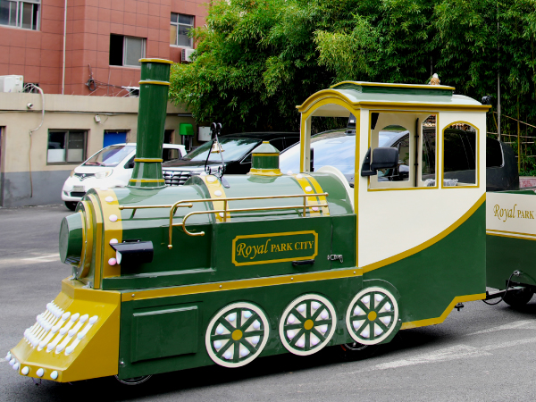 Green Open-Top Trackless Train